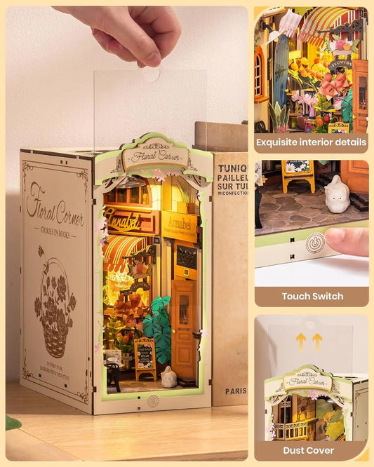 Floral Corner Book Nook Kits with LED Lights