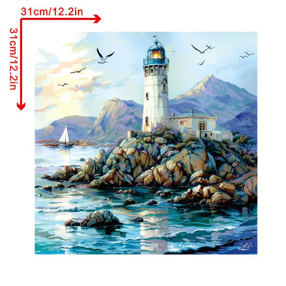 A White Lighthouse Wooden Jigsaw Puzzle