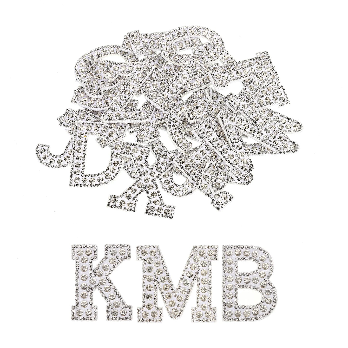 Iron on Patch Decorative A-Z Glitter Alphabet Applique Rhinestone