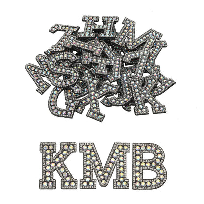 Iron on Patch Decorative A-Z Glitter Alphabet Applique Rhinestone