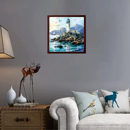 A White Lighthouse Wooden Jigsaw Puzzle