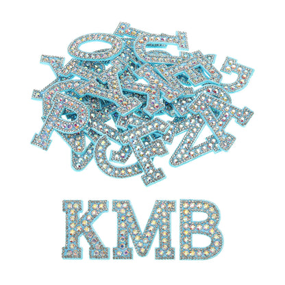 Iron on Patch Decorative A-Z Glitter Alphabet Applique Rhinestone