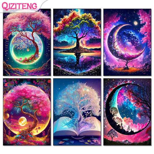 Diamond Painting Fantasy Moon Tree Landscape Full Drill Rhinestones Mosaic Embroidery Handmade Products Home Decor Gift